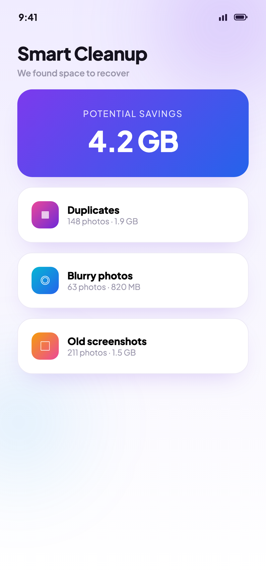 FreeSpaces smart cleanup results